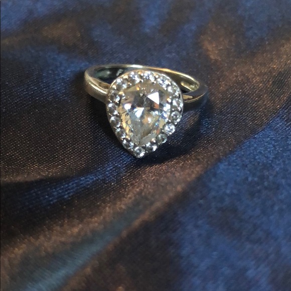 ROSS-SIMONS CZ Pear Shaped Size 6 Ring w Hearts